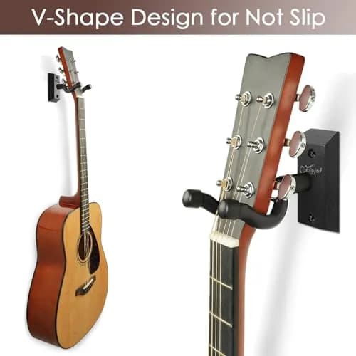 SNIGJAT Guitar Wall Mount 2 Pack, Matte Black Hardwood Guitar Hanger with Rotatable Yoke | Holds up to 20 lbs thumbnail 3