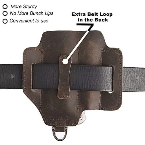 Topstache Leather Multitool Sheath with Belt Loop for Flashlight and Pen | Dark Brown (15.75cm x 14.73cm x 2.54cm) thumbnail 3
