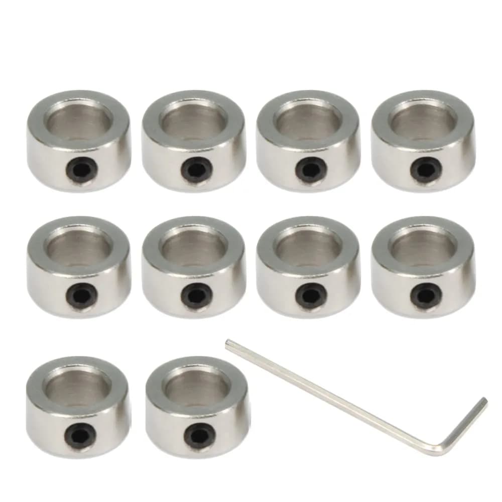 Befenybay 6mm Shaft Lock Collar Set with M3 Hex Wrench & Set Screws | 10 Pcs Silver Steel - main product image