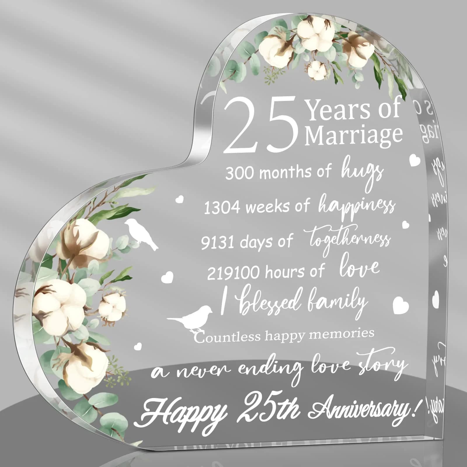 Yulejo Heart Shaped Acrylic Marriage Keepsake 15.1cm (5.9in) | Romantic Anniversary Gift for Wife Husband - main product image