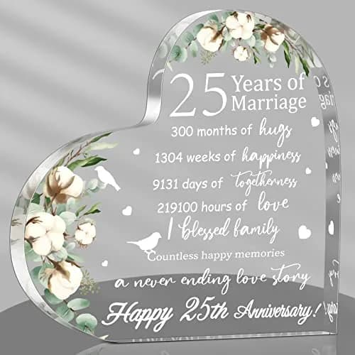 Yulejo Heart Shaped Acrylic Marriage Keepsake 15.1cm (5.9in) | Romantic Anniversary Gift for Wife Husband thumbnail 1