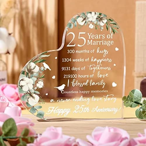 Yulejo Heart Shaped Acrylic Marriage Keepsake 15.1cm (5.9in) | Romantic Anniversary Gift for Wife Husband thumbnail 2