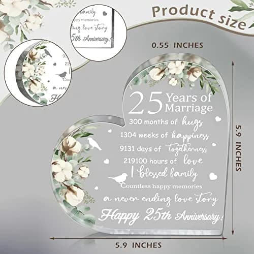 Yulejo Heart Shaped Acrylic Marriage Keepsake 15.1cm (5.9in) | Romantic Anniversary Gift for Wife Husband thumbnail 3