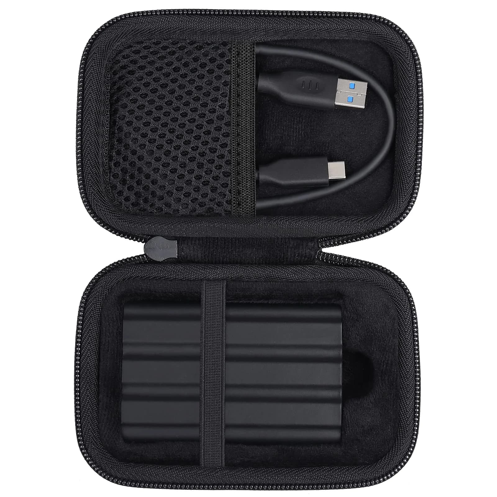 co2CREA Hard Travel Case for Samsung T3 T5 Portable SSD | Shockproof Dustproof Water-Resistant (70-120c) — Black Case