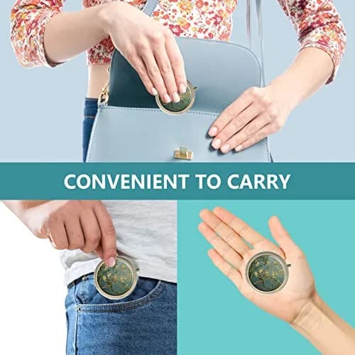 Hion Retro Rose Floral Pill Case with Mirror 5 cm (2 in) | 3 Compartment Travel Pill Box thumbnail 6