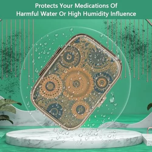 Hion Retro Mandala Pill Case with Mirror 2 Compartment 5 cm (2 in) | Pill Dispenser thumbnail 2
