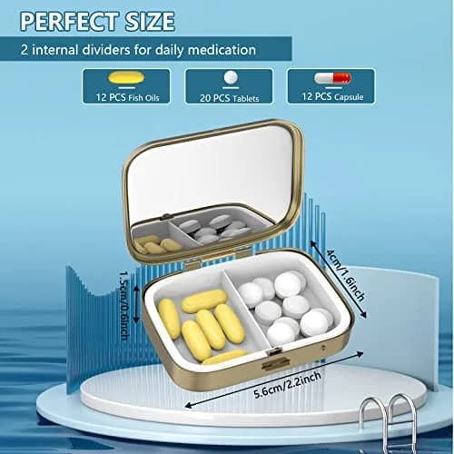 Hion Retro Mandala Pill Case with Mirror 2 Compartment 5 cm (2 in) | Pill Dispenser thumbnail 3
