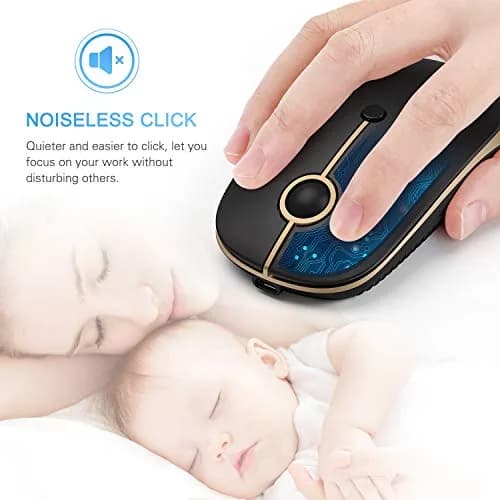 VssoPlor Type C Wireless Mouse Black Gold | Rechargeable USB C & USB Dual Mode Mouse for MacBook thumbnail 4