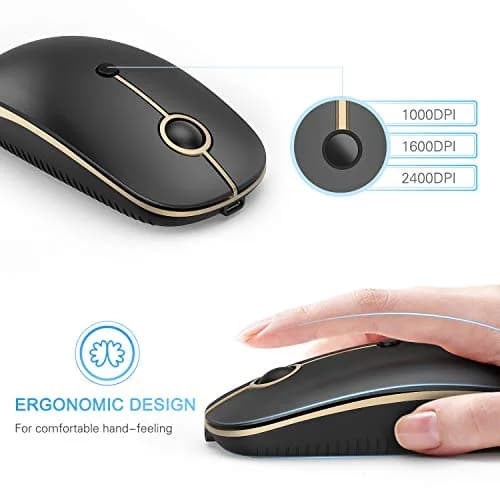 VssoPlor Type C Wireless Mouse Black Gold | Rechargeable USB C & USB Dual Mode Mouse for MacBook thumbnail 5