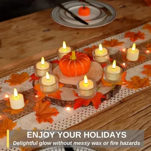 Homemory Rechargeable Tea Lights Candles with Remote Timer | Flameless LED Candle Set for Home Decor thumbnail 5