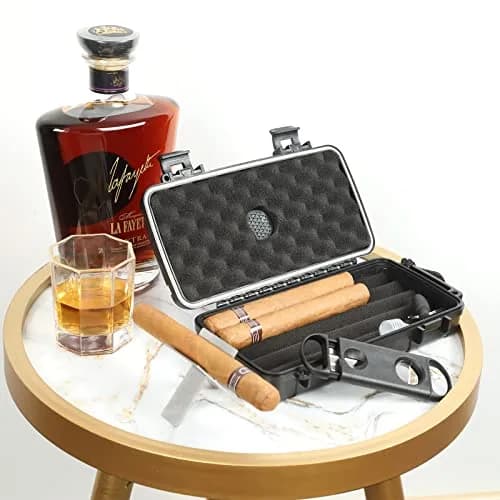 PLAYWITH Travel Humidor Box with Accessories - Black 23.5cm (9.4 inch) | Waterproof & Crushproof Cigar Case thumbnail 5