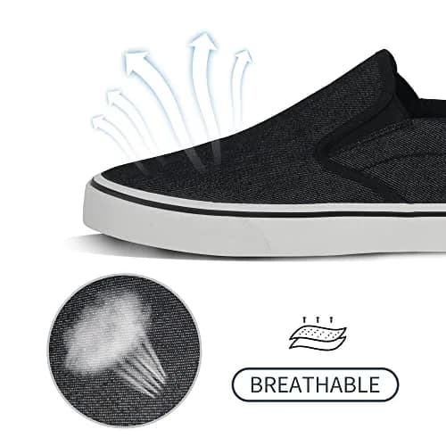 TOBER Men's Black Canvas Slip-On Shoes 25.4 cm (10 in) | Classic Laceless Walking Sneakers thumbnail 4