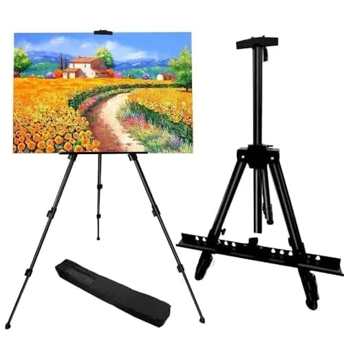 RRFTOK Adjustable Metal Tripod Art Easel Stand 17-66 in (43-168 cm) with Bag | Holds up to 4.5 kg Canvas thumbnail 1