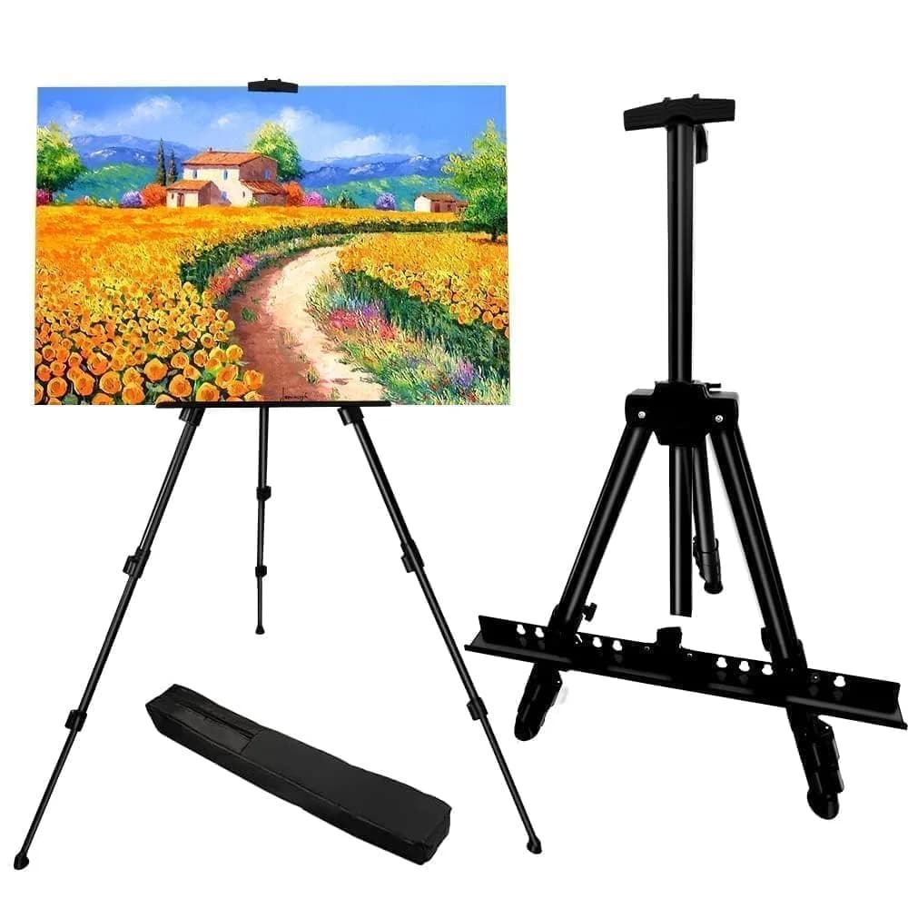 RRFTOK Adjustable Metal Tripod Art Easel Stand 17-66 in (43-168 cm) with Bag | Holds up to 4.5 kg Canvas - main product image