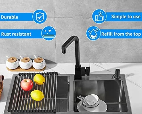 DOILIESE Matte Black Built-in Soap Dispenser for Kitchen Sink 500ml (17 Fl Oz) | Countertop Pump Head for Dish Soap & Hand Lotion thumbnail 2