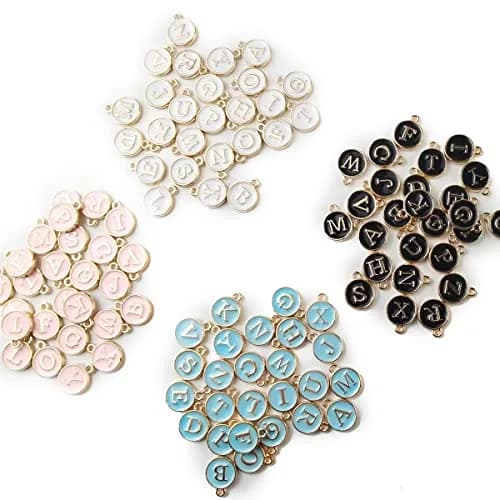 NSBELL 104PCS Letter Charms for Jewelry Making - Double Sided Alphabet Charms 0.5 inch (1.27 cm) Diameter thumbnail 3