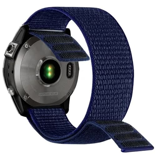 Abanen Woven Nylon Watch Band for Garmin Fenix 8/epix Pro/Fenix 7/6/5 47mm, 22mm Dark Blue Sport Wristband Strap for Instinct 3 45mm | Breathable & Washable thumbnail 2