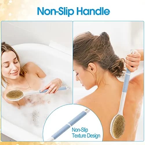 Backski Blue Back Scrubber Long Handle with Stiff & Soft Bristles | 44.5 cm (17.1 Inch) thumbnail 2