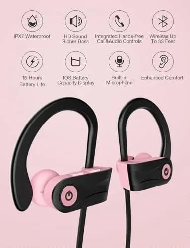 Otium U18 Wireless Earbuds Bluetooth 5.3 In-Ear Headphones with Mic, IPX7 Waterproof, 16 Hours Playtime, Rose thumbnail 2