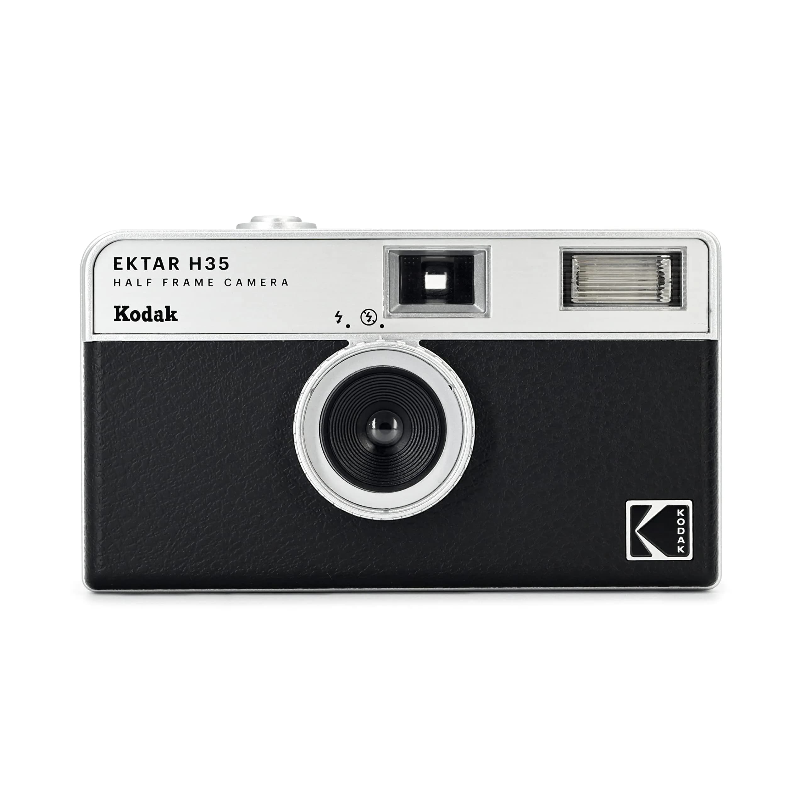 KODAK EKTAR H35 Half Frame Film Camera, 35mm, Brown | Double Exposures Per Roll — Black / Single