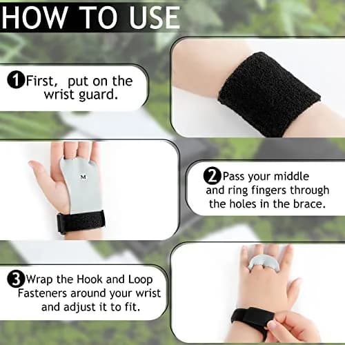 Vinsot Gymnastics Grips Wristbands Set for Kids Youth 2 Pairs Black White | Palm Protection & Wrist Support thumbnail 3