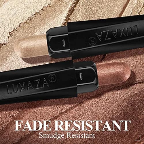 LUXAZA 3 Pcs Cream Eyeshadow Stick Set with Smudge Brush, Champagne Brown Nude | Blendable Long-Wear Eye Makeup thumbnail 3