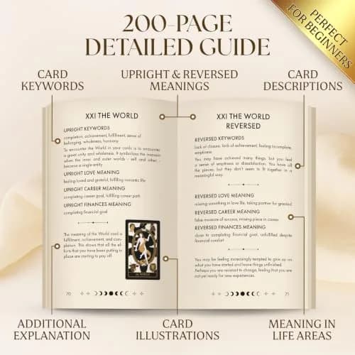 Wyspell Gold Tarot Cards with Guide Book - Unique Tarot Deck for Beginners | Elegant Gold Foil Artwork, Classic Symbolism, 350 GSM Cardstock, Gift-Ready thumbnail 4
