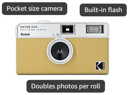 KODAK EKTAR H35 Half Frame Film Camera, 35mm, Reusable, Focus-Free, Lightweight, Sand | Double Images Per Roll thumbnail 3