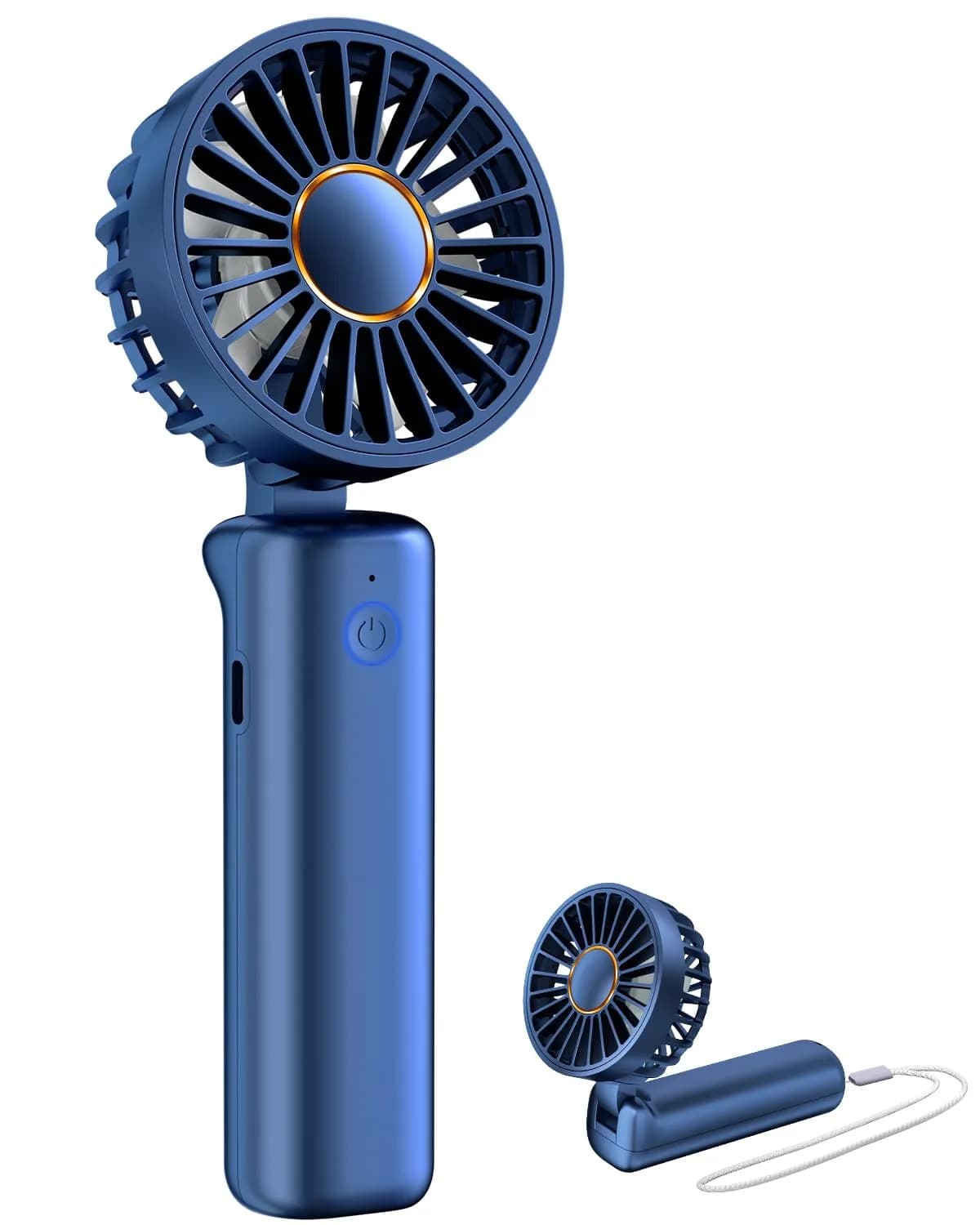 FrSara Portable Handheld Fan Rechargeable Blue | 3-Speed Mini Folding Desk Fan with 4000mAh Battery — Blue