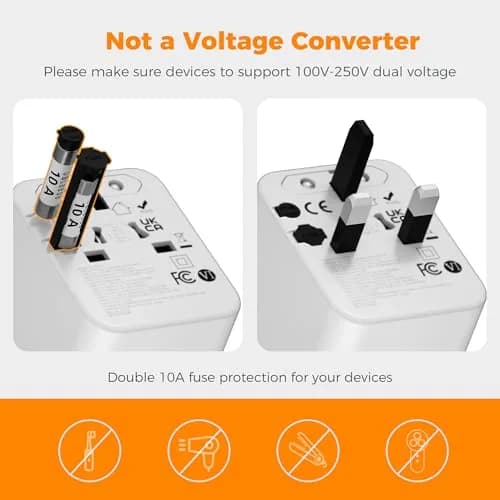 TESSAN Universal Travel Adapter, International Power Adapter | 2 USB A + 2 USB C, 150+ Countries, Compact & Lightweight thumbnail 7