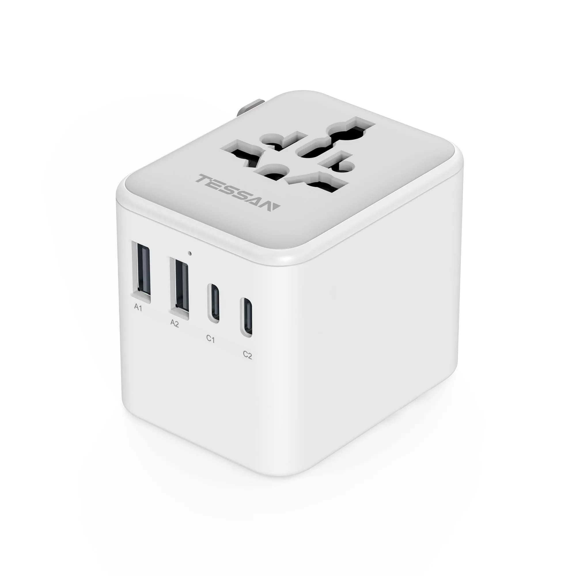 TESSAN Universal Travel Adapter, International Power Adapter | 2 USB A + 2 USB C, 150+ Countries, Compact & Lightweight - main product image