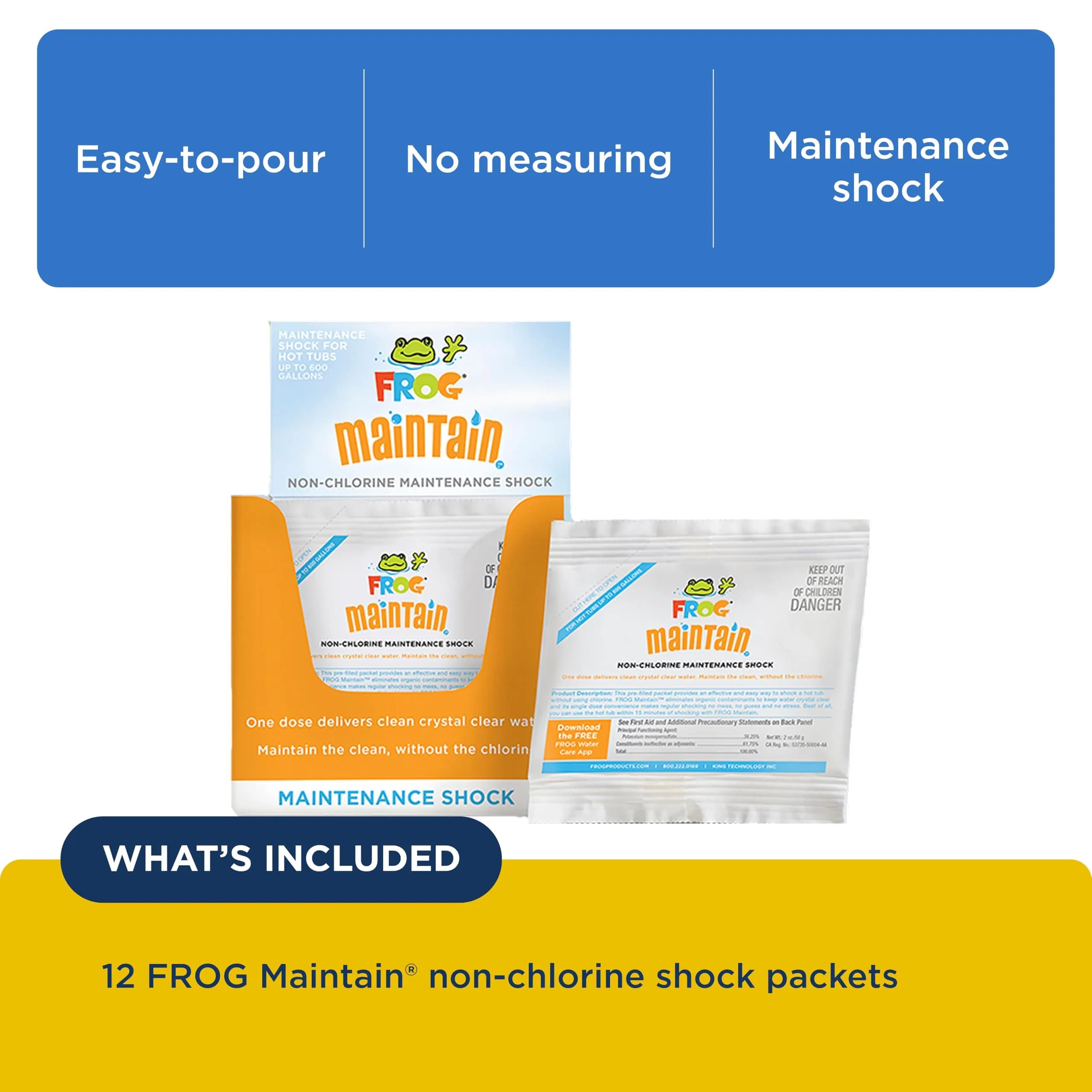 FROG Maintain Non-Chlorine Shock for Hot Tubs 12 Pack | Easy Water Care, Up to 600 Gallons - view 3