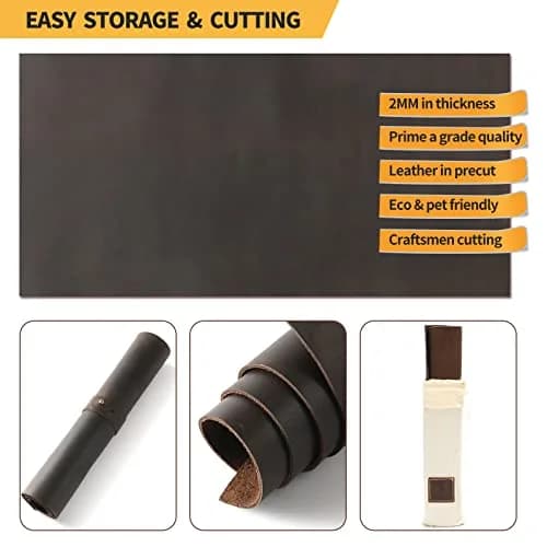 RingSun 12''X24'' Full Grain Leather Sheets for Crafts (2mm) | Genuine Leather for Tooling & Sewing thumbnail 4
