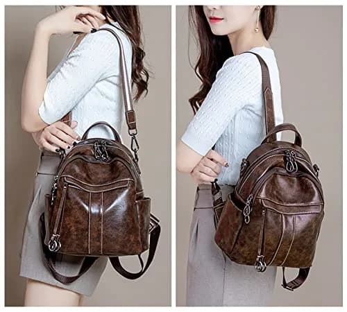 Mn&Sue Medium Backpack Purse for Women, Faux Leather Fashion Shoulder Bag Rucksack 29.5 cm (11.6") | Stylish Everyday Carry thumbnail 5