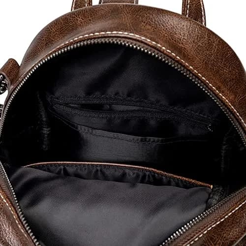 Mn&Sue Medium Black Leather Backpack Purse for Women | Fashion Shoulder Bag Rucksack 28cm (11" x 5.5" x 11.8") thumbnail 6