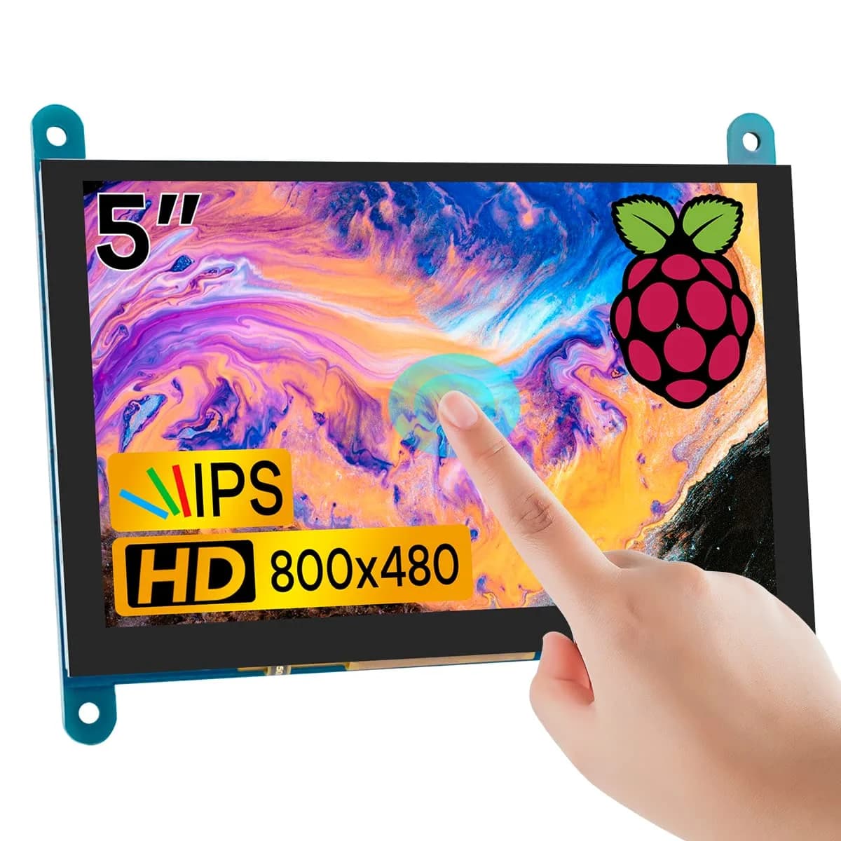 Hosyond 7 Inch IPS LCD Touch Screen Monitor 1024x600 (18cm) | 5-Point Capacitive Touch, HDMI Input, 16:9 Aspect Ratio — 5 inch IPS-blue