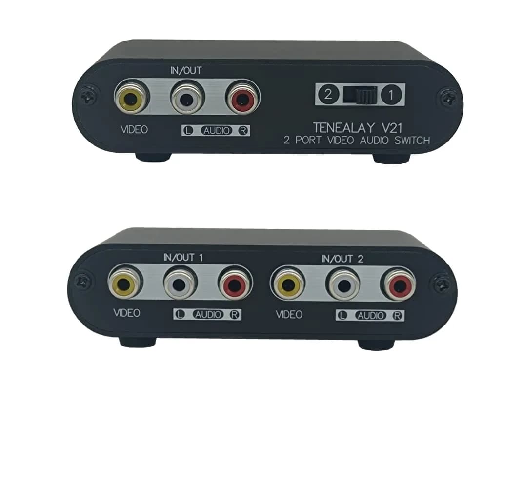 TENEALAY 2-Way RCA Stereo Audio Switch Input Signal Source Switcher Selector Splitter Box (2 in 1 Out / 1 in 2 Out) | Supports Volume Control & Mute — 2-Way audio/video switch