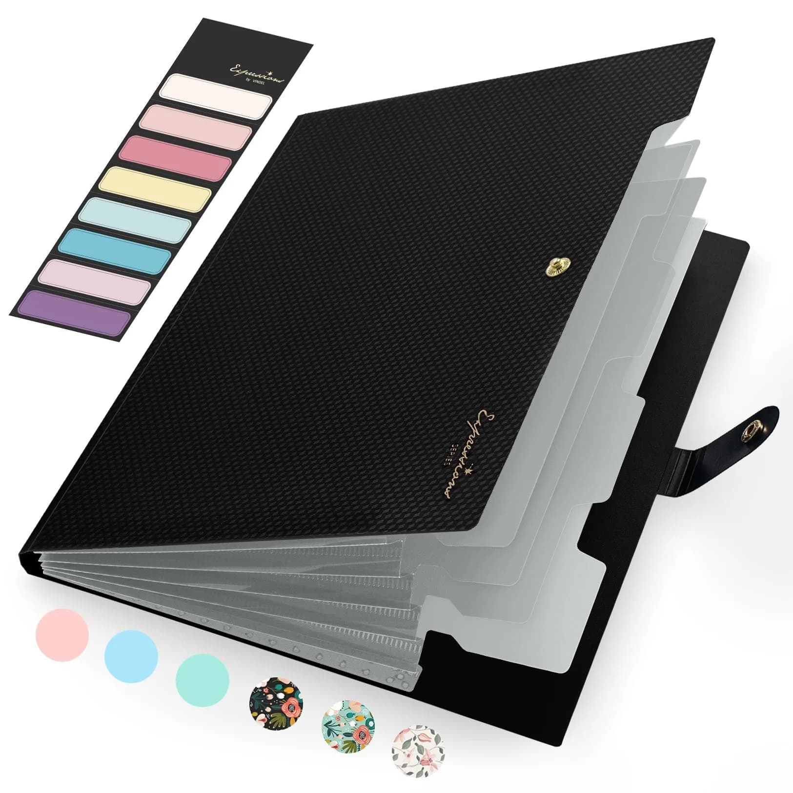 Sooez Expanding File Folder with Label, 5 Pocket, 33cm (13 in) | Organize Papers for Students & Professionals
