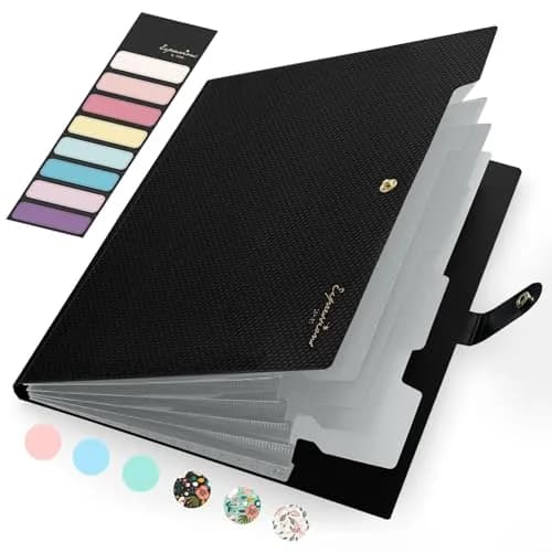 Sooez Expanding File Folder with Label, 5 Pocket, 33cm (13 in) | Organize Papers for Students & Professionals thumbnail 1