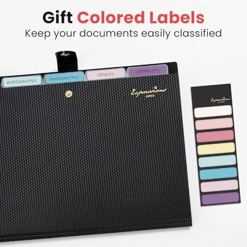 Sooez Expanding File Folder with Label, 5 Pocket, 33cm (13 in) | Organize Papers for Students & Professionals thumbnail 5