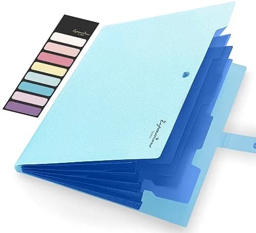 Sooez Accordion File Organizer Sky Blue 5 Pocket 32.9 cm (13 in) | Durable Polypropylene for A4/Letter Size Documents thumbnail 1