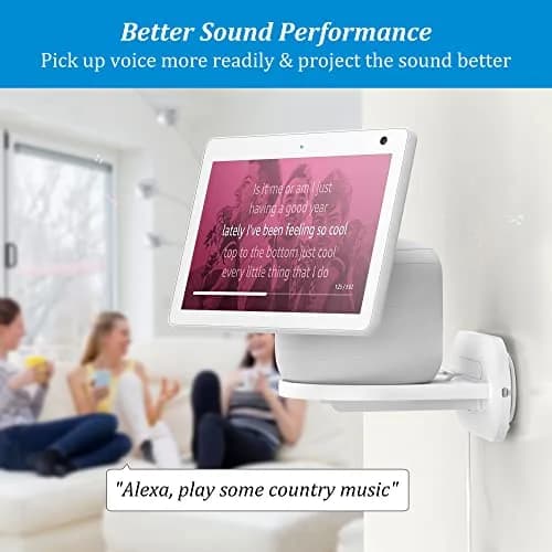 PlusAcc White Echo Show 10 3rd Gen Wall Mount Stand | Space Saving Alexa Accessories Bracket Shelf Holder (17.4cm x 21.9cm x 4.1cm) thumbnail 4