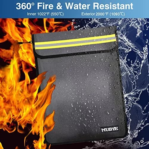 MUBYE Fireproof Waterproof Document Bag 43x28cm (15"x 11") | Protects Valuables from Fire & Water thumbnail 4