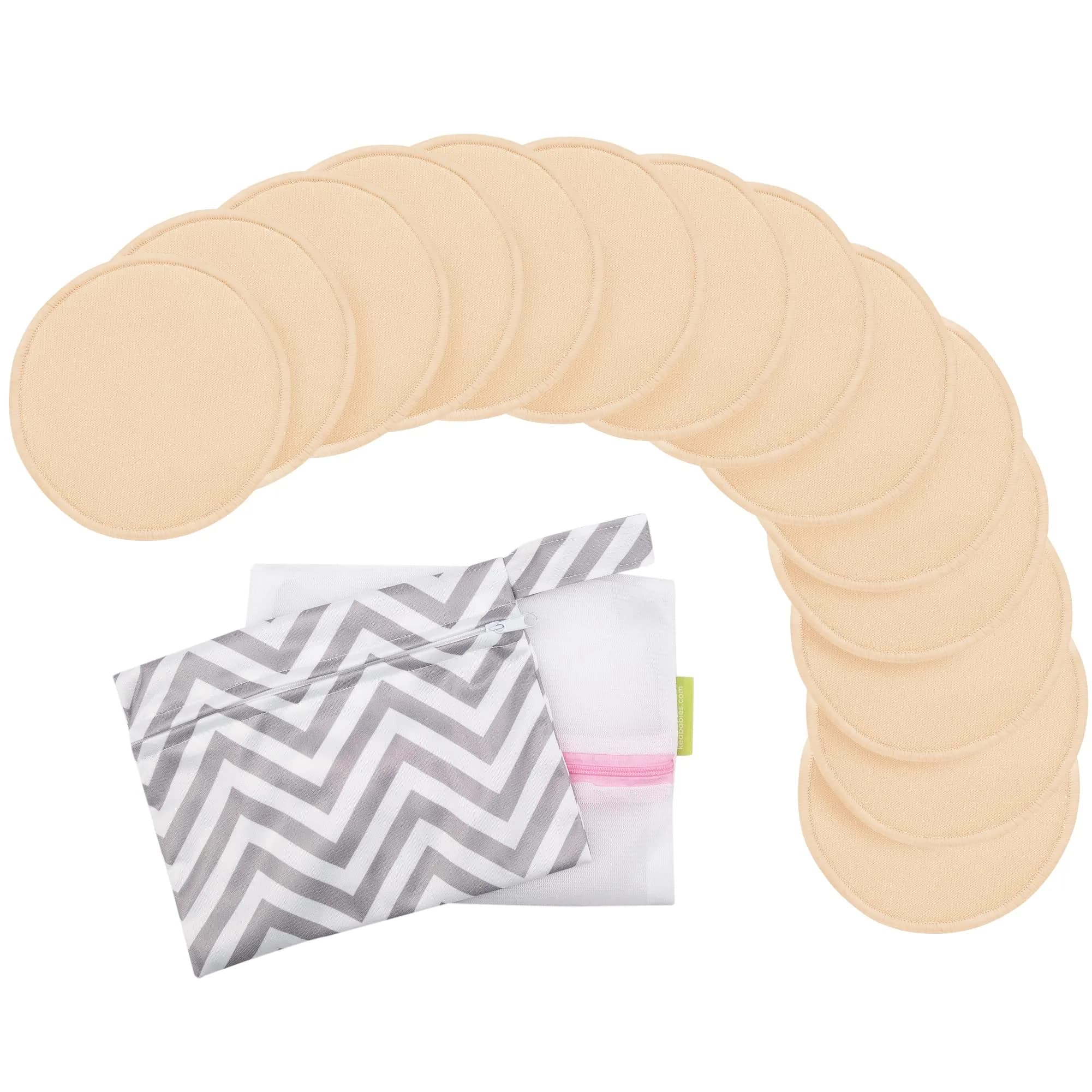 KeaBabies Reusable Nursing Pads for Breastfeeding (Bare Beige, 14-Pack, 12.2 cm) — Bare Beige