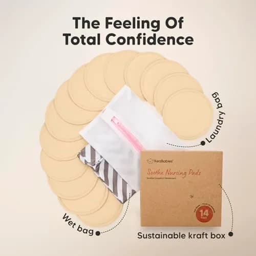 KeaBabies Reusable Nursing Pads for Breastfeeding (Bare Beige, 14-Pack, 12.2 cm) thumbnail 8