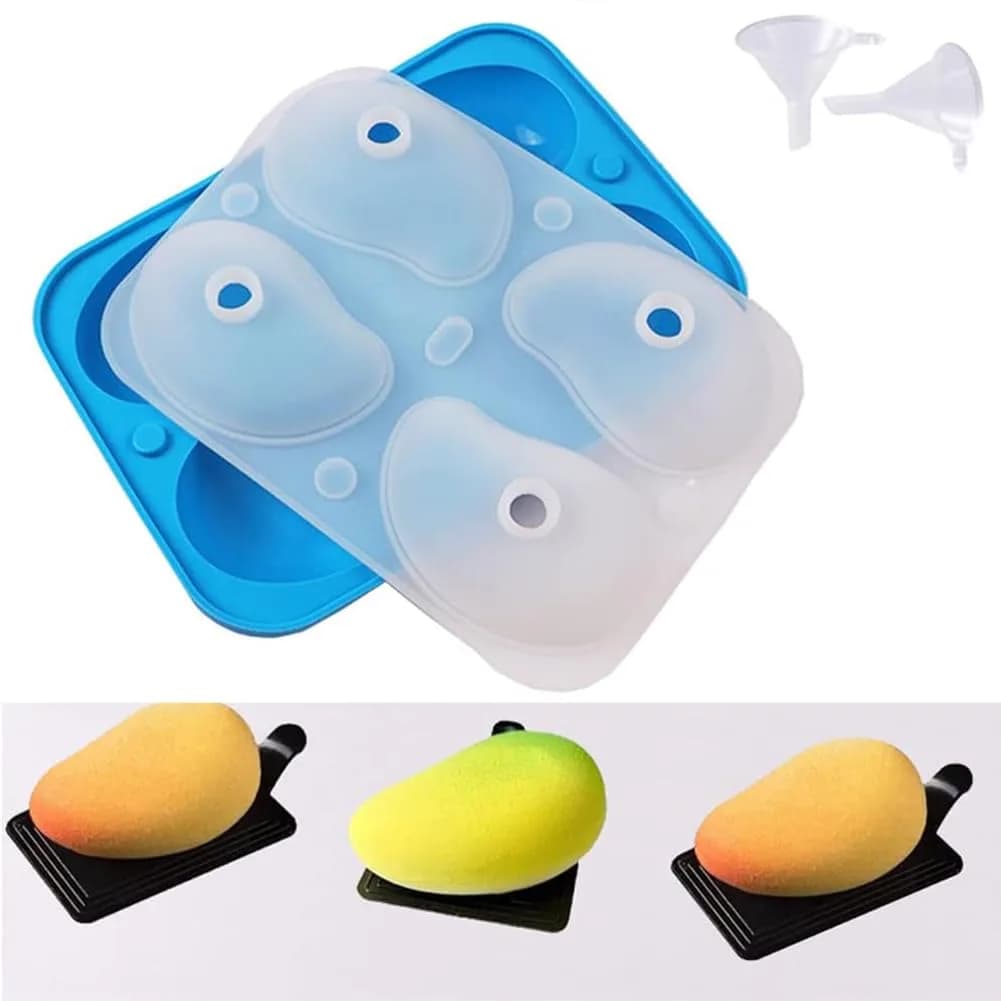 Montidey 4 Holes 3D Mango Shape Silicone Cake Mold 19.6cm (7.7in) | Food-Grade Baking & Dessert Tool - main product image