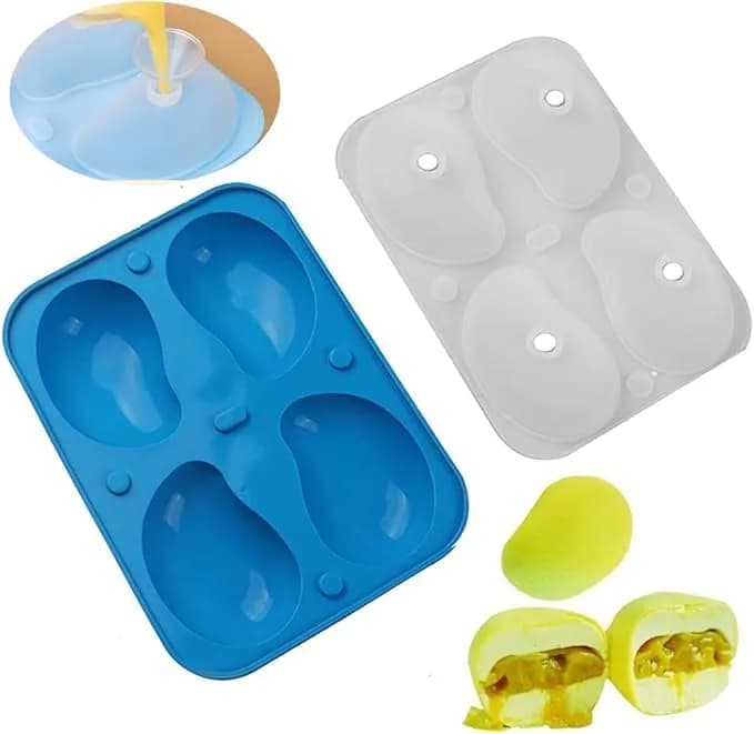 Montidey 4 Holes 3D Mango Shape Silicone Cake Mold 19.6cm (7.7in) | Food-Grade Baking & Dessert Tool thumbnail 3
