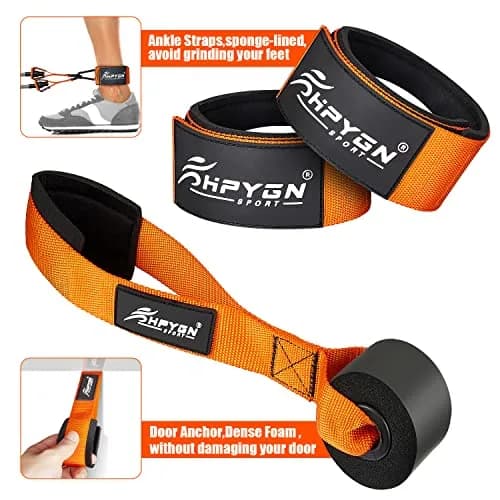 HPYGN Heavy Resistance Bands Set with Handles & Straps | 300LBS Max Tension, 6 Levels (25-75lbs) thumbnail 7