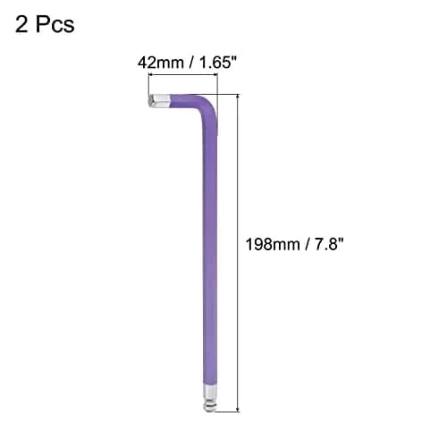uxcell 8mm Ball End Hex Key Wrench, L Shaped Long Arm S2 Steel Repairing Tool (2 Pcs, 198mm / 7.8-inch) thumbnail 2