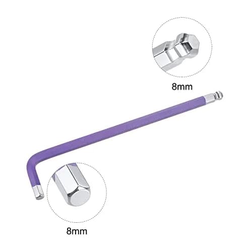 uxcell 8mm Ball End Hex Key Wrench, L Shaped Long Arm S2 Steel Repairing Tool (2 Pcs, 198mm / 7.8-inch) thumbnail 3